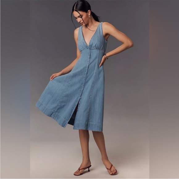 Reformation Sebastien Denim Midi Dress in Savannah